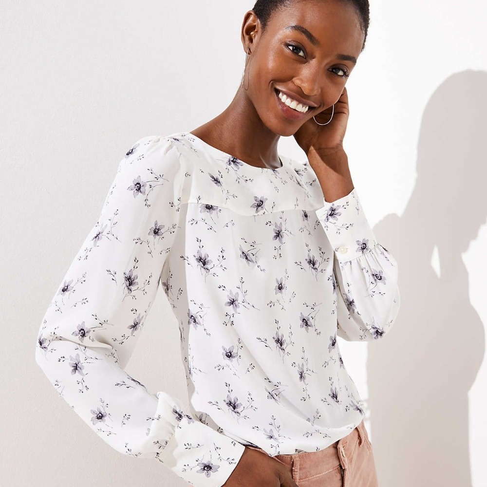 LOFT Long Sleeved Bouquet Blouse